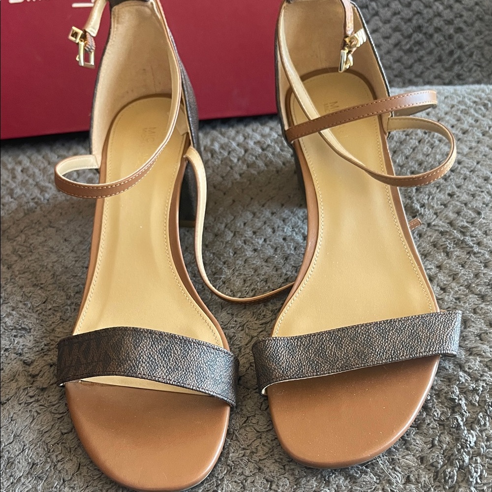 Michael Kors Brown and Tan Strappy Heels